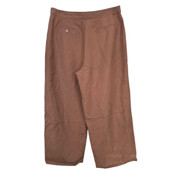 Vintage Linen Blend Wide Leg Pants Trousers Size 14 Brown Jillian Jones - Picture 3 of 8